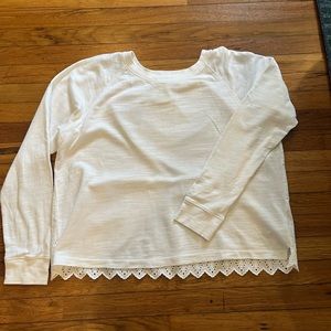 J. Crew White Cotton Long Sleeve with Eyelet